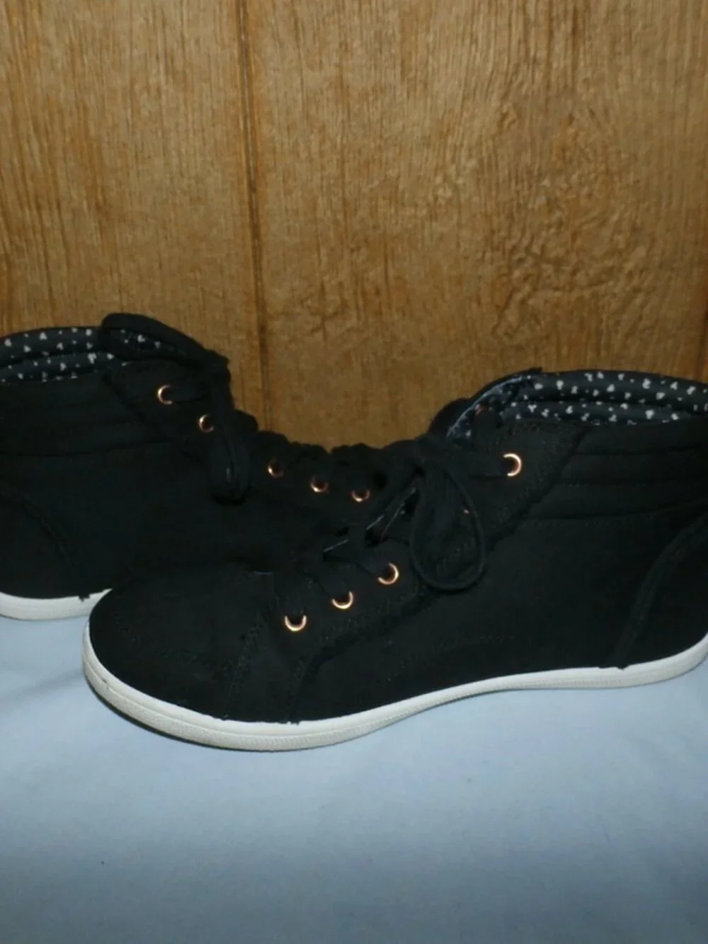 BOBS by Skechers Women’s Black High Top Lace Up Sneakers Comfort Shoes Size 8